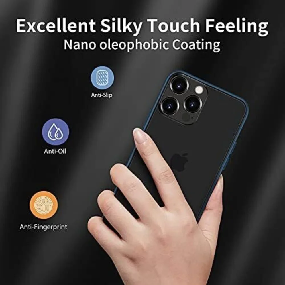 Case for iPhone 13 Pro Max 6.7-Inch military grade blue trim smoke gray